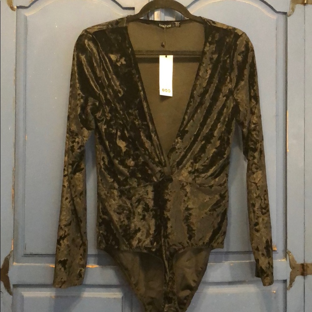 Velvet deep v bodysuit